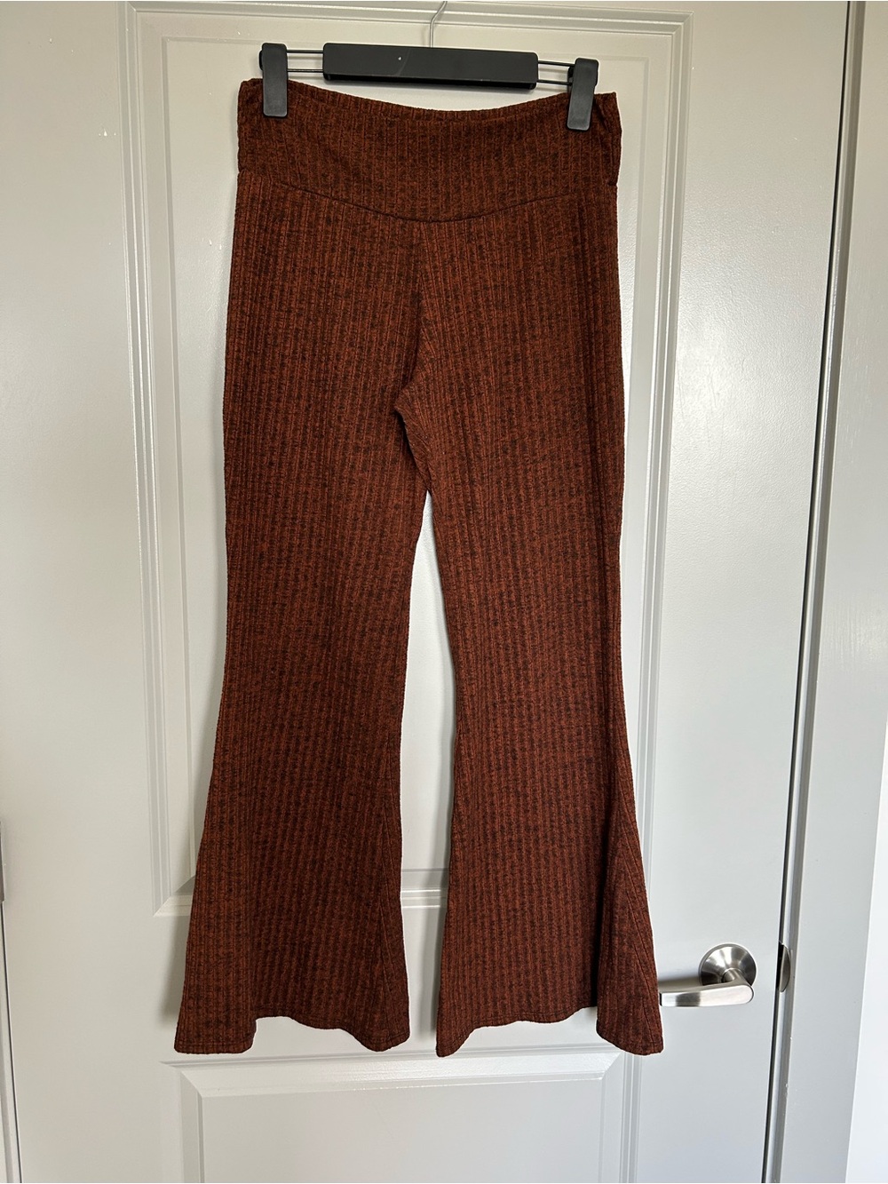 EARTHBOUND Ribbed Flare Pants in Rust Brown